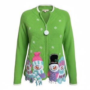 Vintage 🎄☃️ Ugly Christmas Sweater Snowman Cardigan